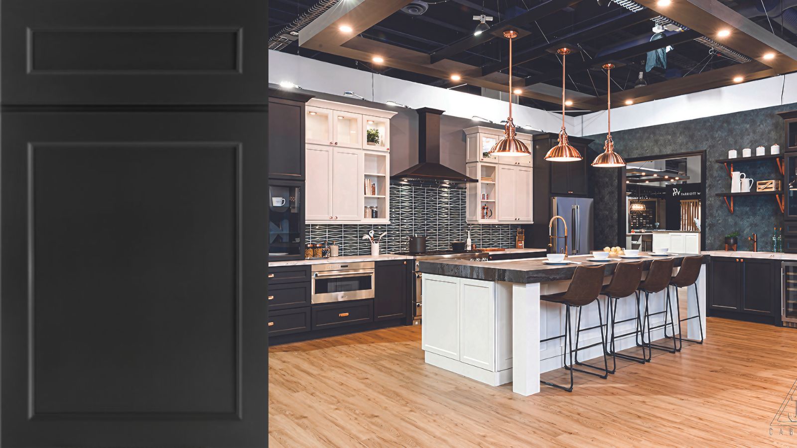 Charcoal colored framed cabinets in San Antonio